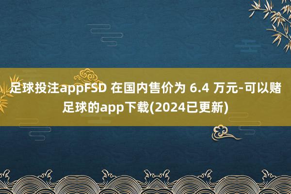 足球投注appFSD 在国内售价为 6.4 万元-可以赌足球的app下载(2024已更新)