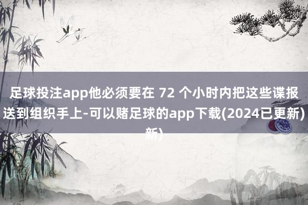 足球投注app他必须要在 72 个小时内把这些谍报送到组织手上-可以赌足球的app下载(2024已更新)