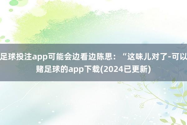 足球投注app可能会边看边陈思:“这味儿对了-可以赌足球的app下载(2024已更新)